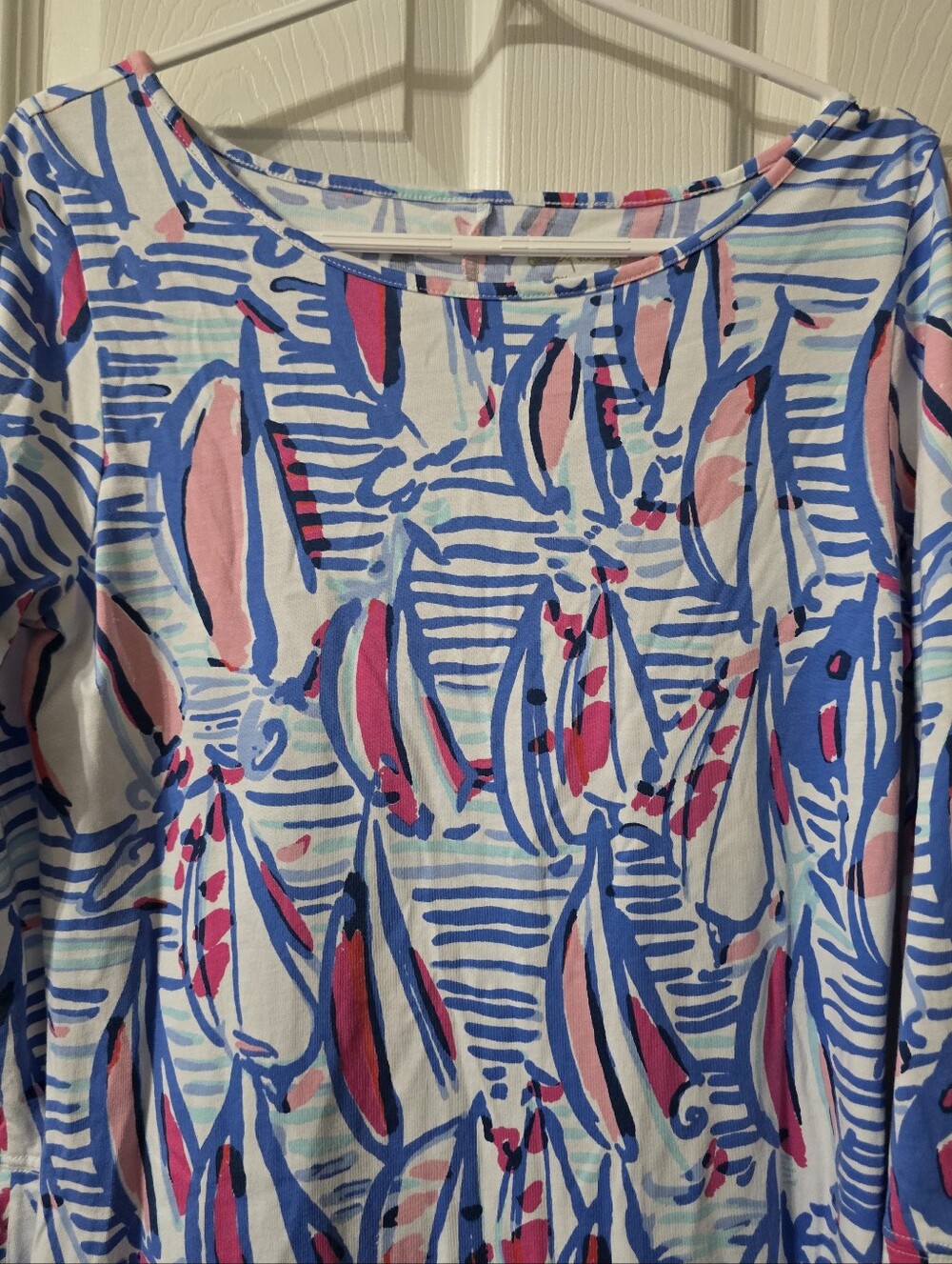 Lilly Pulitzer | The Marlowe Sailboat Print Pima Cotton Boatneck Nautical Dress. - Picture 5 of 13